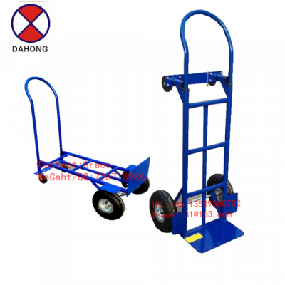 Heavy Duty 800bl Capacity 4 Wheels Adjustable 2 In 1 Handling Trolley For Material Folding Hand Trolley Truck Dolly Cart