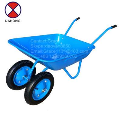 Wb5204 two wheel barrow southeast Asian best-selling garden cart construction tool vehicle double wheel wheelbarrow 65L 150kg