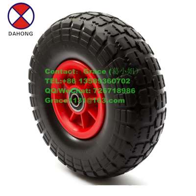 10 inch 3.00/3.50/4.10-4 plastic rim small solid pu foam wheel for wagon cart wheelbarrow hand trolley 6202 bearing